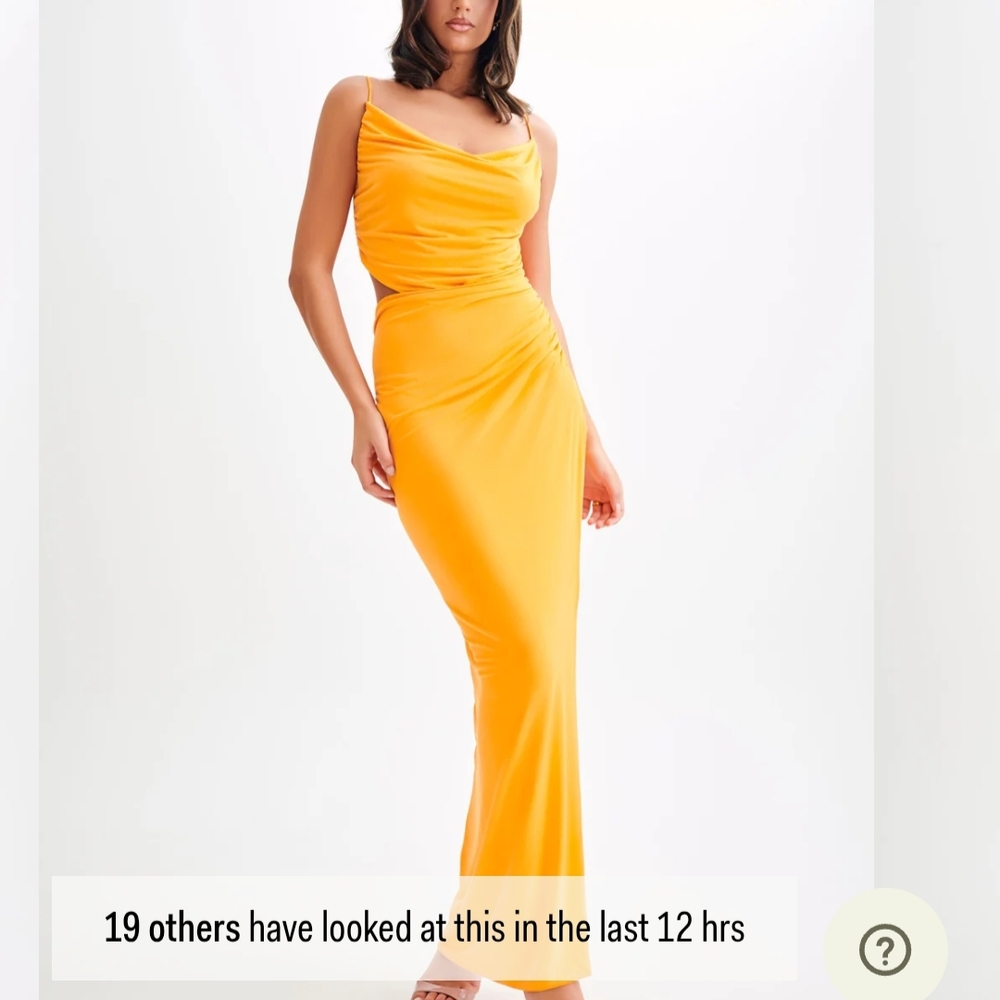 Brand New !!!Meshki Yellow Asymmetrical Ruched Cocktail Gown